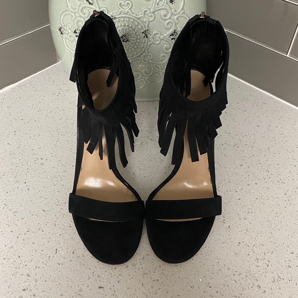 Authentic Gianvito Rossi Black Suede Fringe Heels - Picture 4 of 12